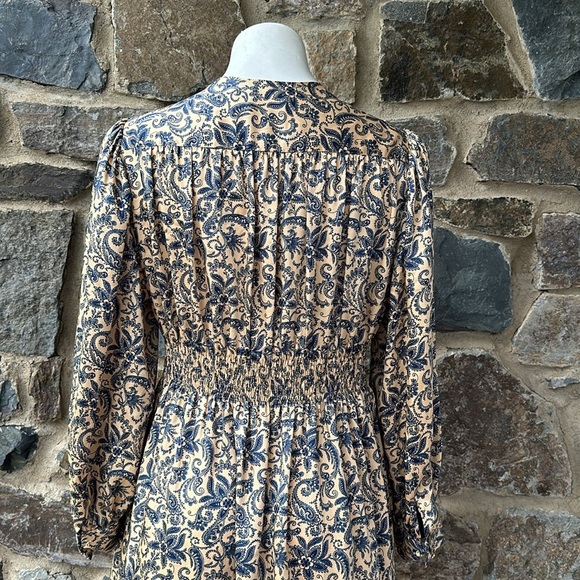 SANDRO Gathered paisley-print twill midi dress size medium - Picture 11 of 13